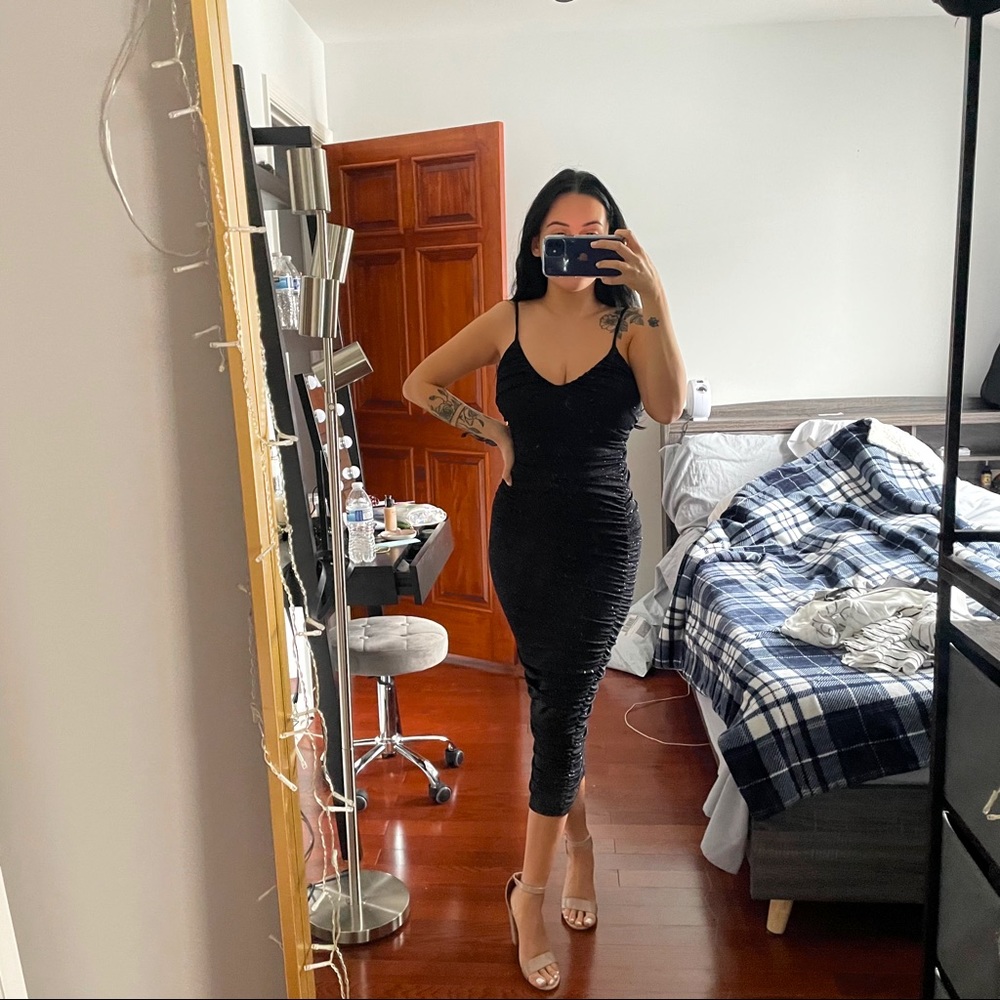 Black glitter Bodycon midi dress